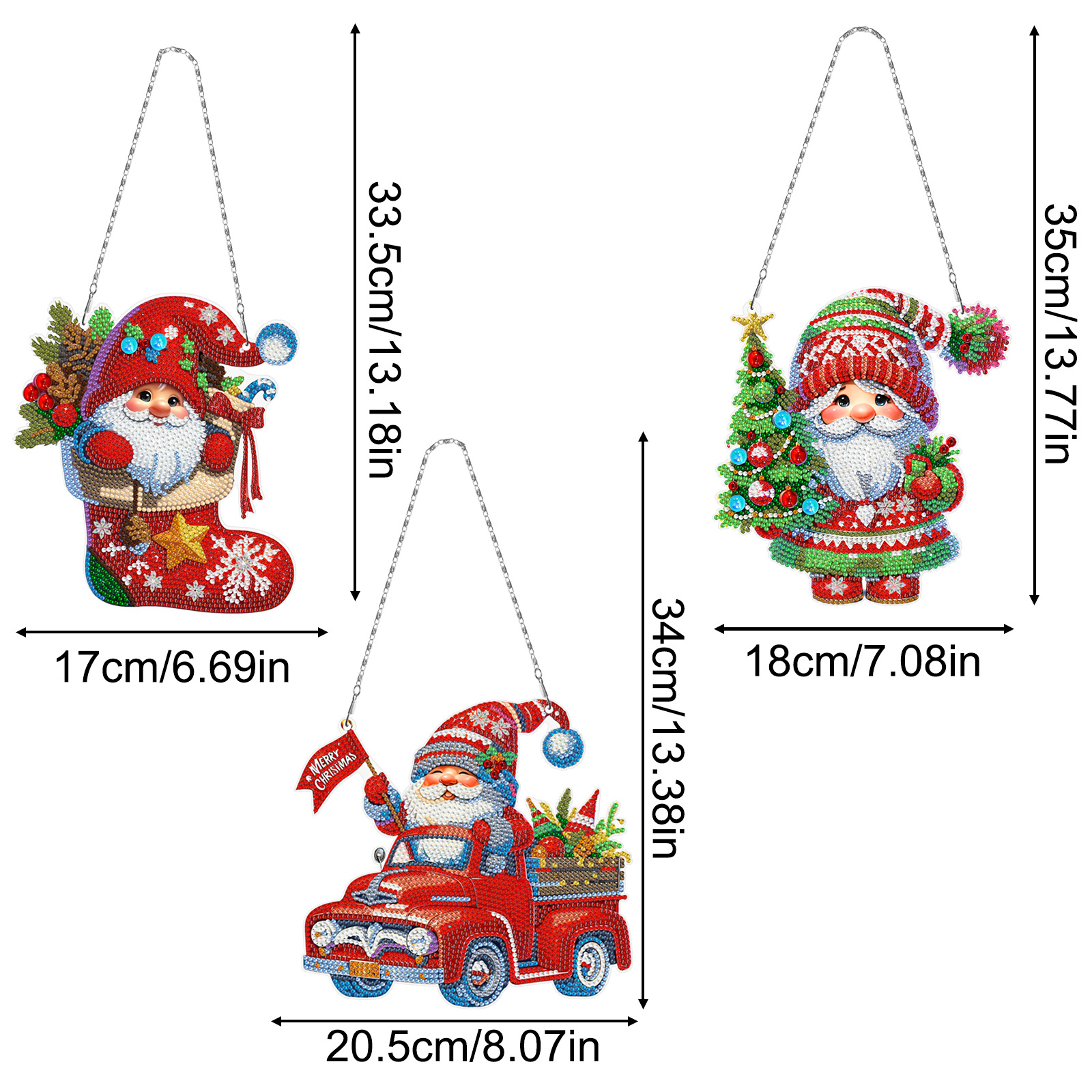 Diamante pintura perimetral DIY anillo 3 piezas juego de dibujos animados colgante genio Navidad sala de estar decoración de pintura distribuible