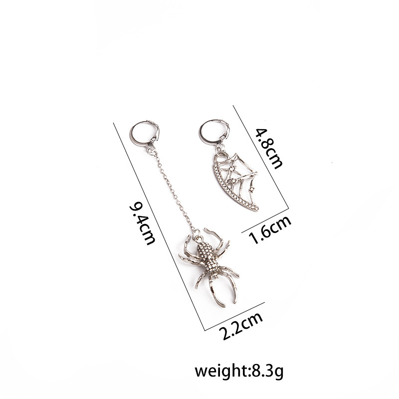 Spinne Net Metall Stud Ohrringe Weibliche Mode Hip Hop Asymmetrische Ohrringe display picture 1