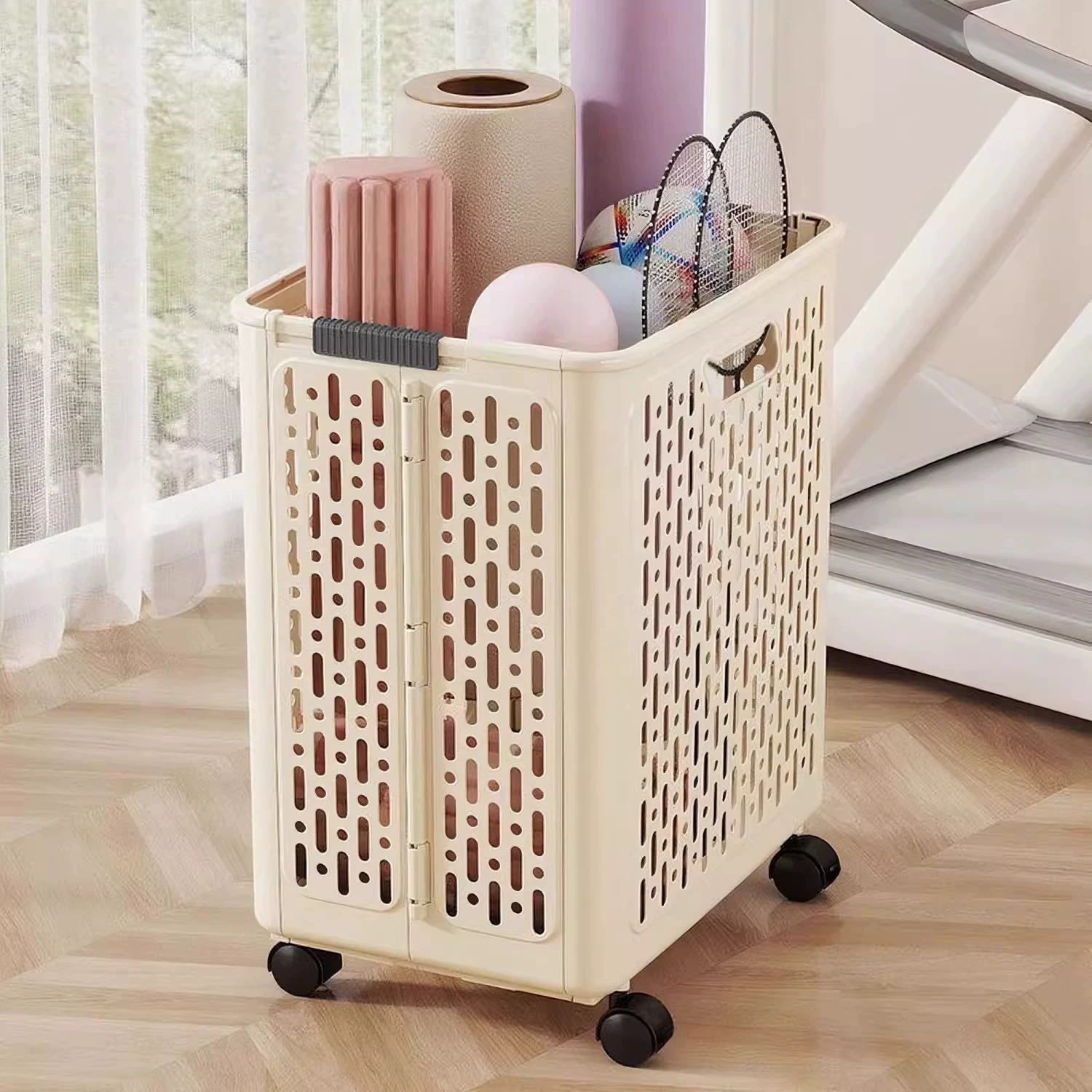 Home laundry basket, capacious foldable storage basket