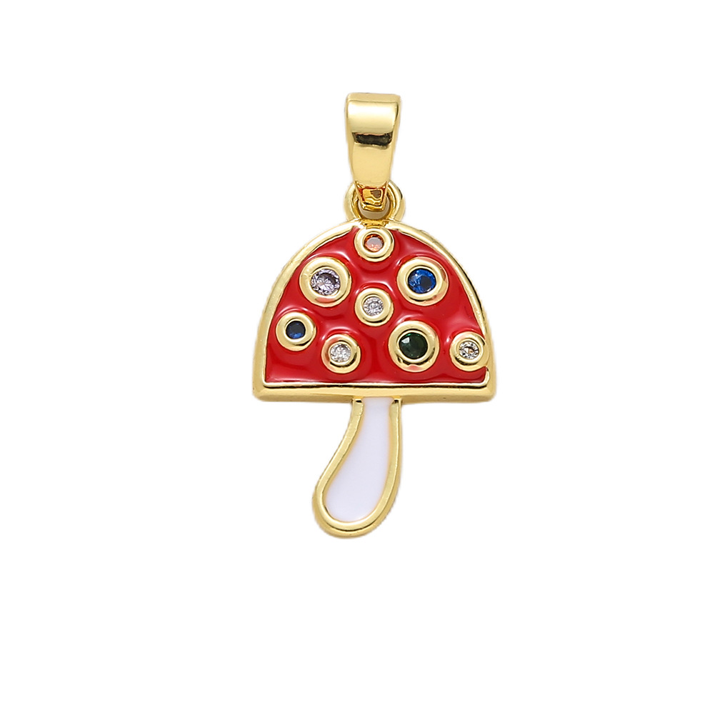 Women's Gender Polished Finish Cute, Vintage Style Style 1 Piece Copper Zircon 18K Real Gold Plated Mushroom Polished Pendant Necklace