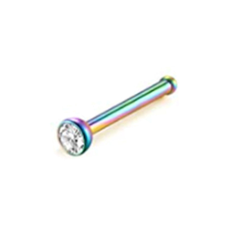 Edelstahl-Nasenpiercing in verschiedenen Farben, gerader S-L-Stabform mit Herz- und Kugelform_voghion.com