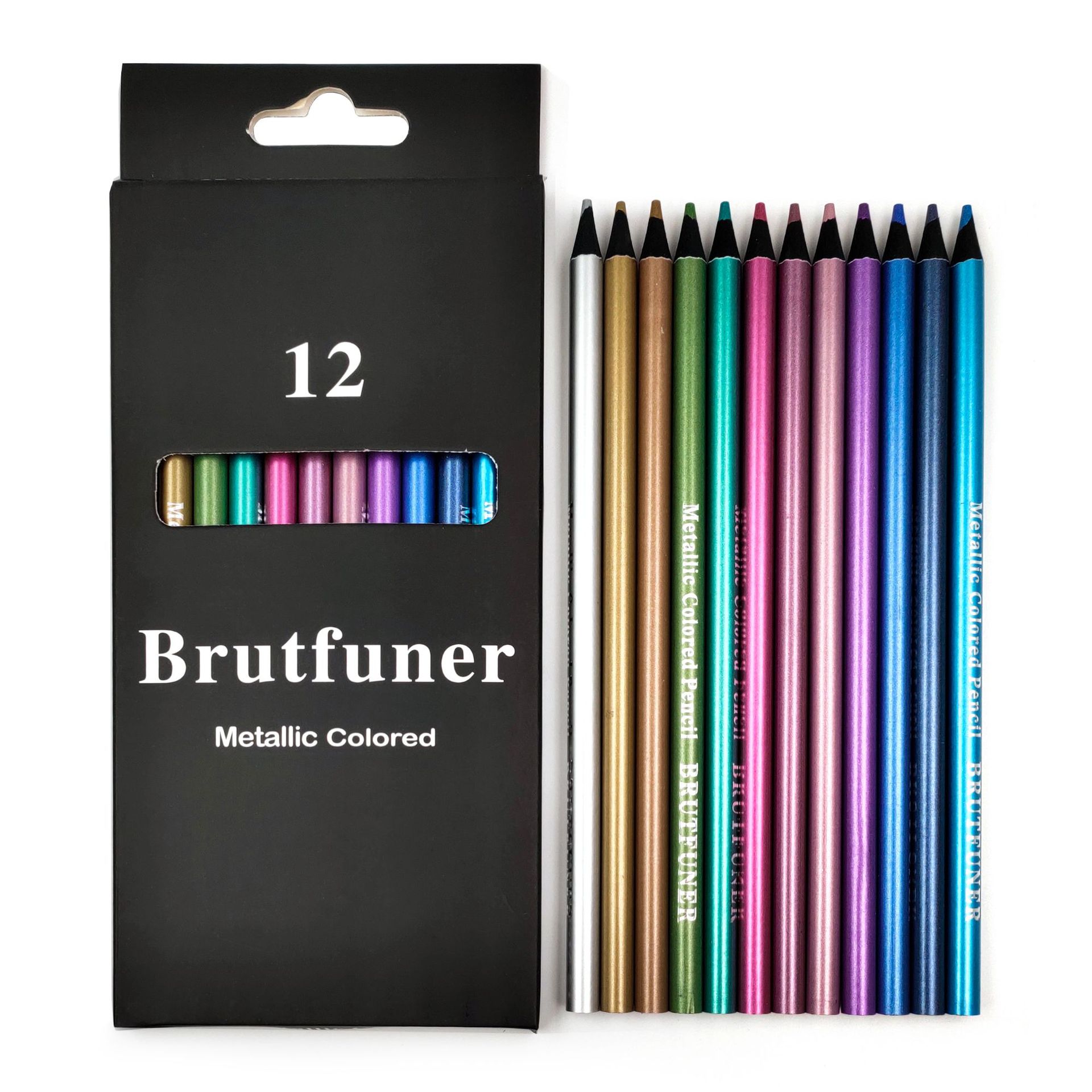 This Model Brutfuner Metallic Color Lead Gold Silver Pencil12 Color Black Wood Color Painting Special Pencil