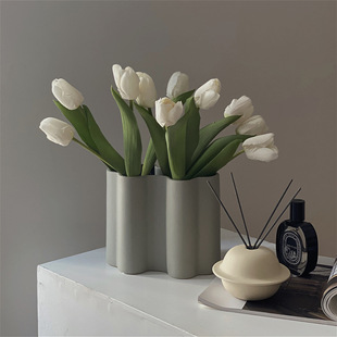 Morandi Nordic Style Gray Ceramic Vase Decoration Living Room Flower Arrangement Accessible Luxury Popular Ins Style