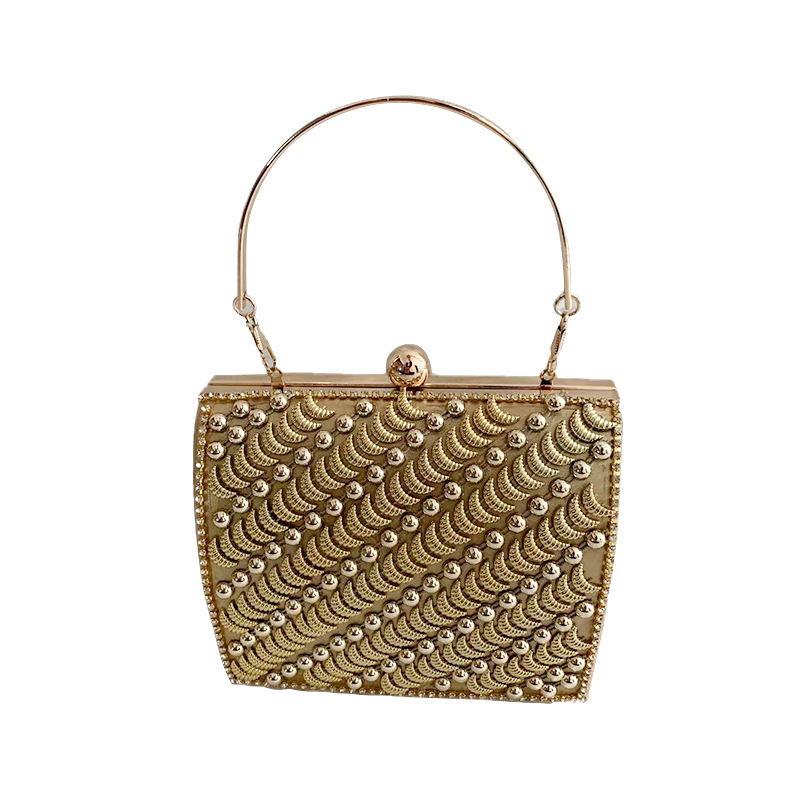 New Fashion Trend Gold Women's Bag 2022 European and American Simple Cosmetic Bag Crossbody Shoulder Handbag for Dinner
