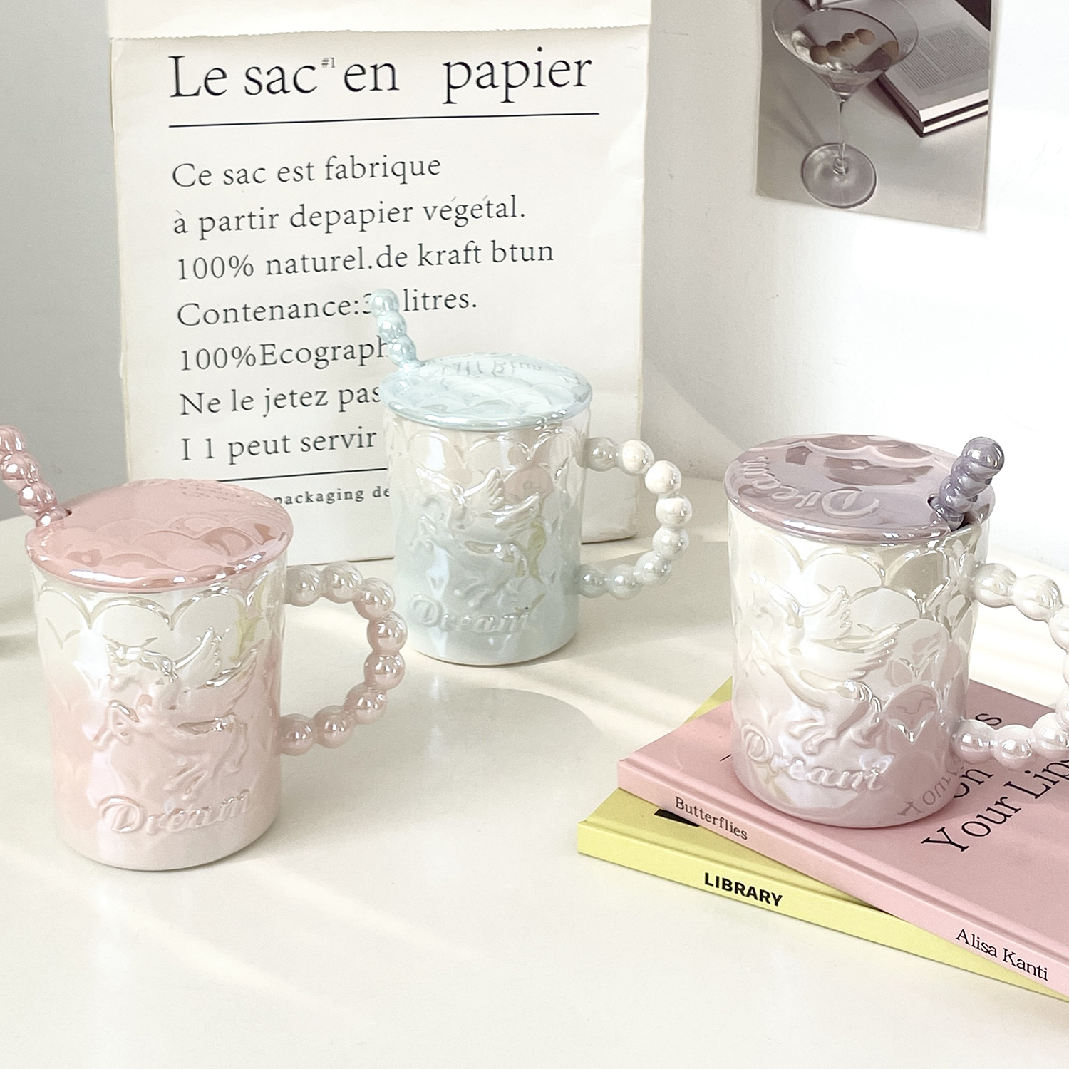 Taza de cerámica con cubierta con cucharas ins de viento taza de agua de alta calidad de la pareja taza de café de oficina