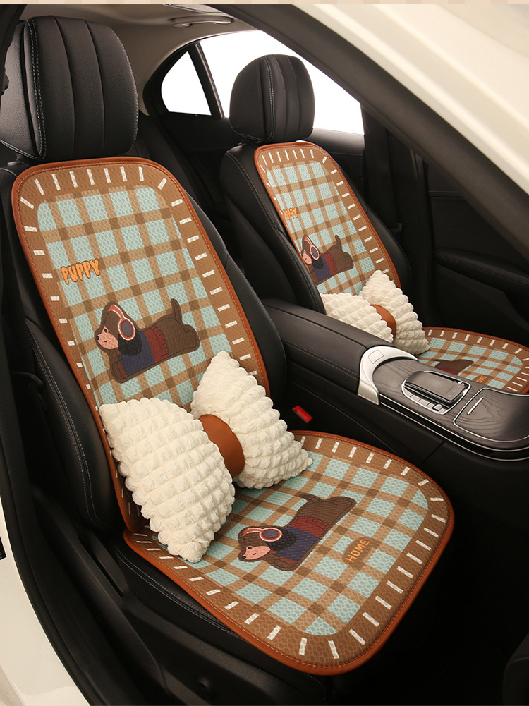 Car Seat Cushion, Breathable for Summer, Suitable for All Seasons, Women's Seat Cushion, Cute Seat Cover, High-End Feel, Semi-Covered New Style Seat Cover