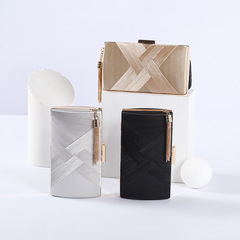 外貿跨境絲滑緞布編織流蘇晚宴手拿女包 鏈條宴會包氣女生手胯包