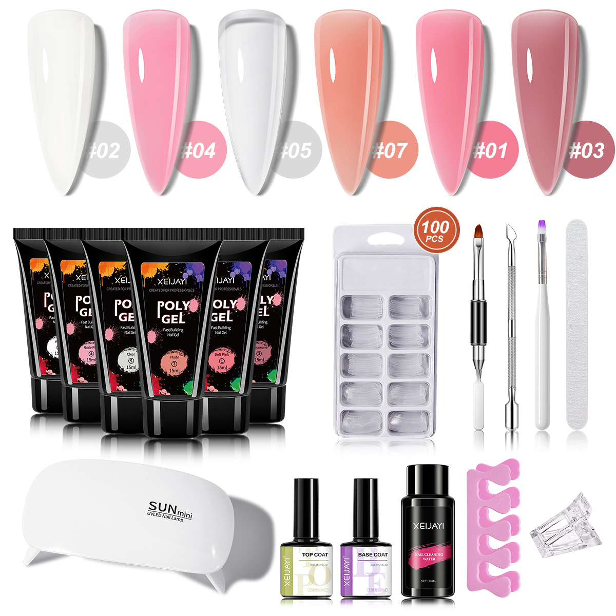 6 colores de extensión de pegamento de uñas, extensión rápida de pegamento, extensión sin soporte de papel, conjunto de herramientas de sellado de pegamento de base