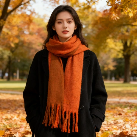 新款美拉德仿羊绒格子围巾女冬季高级感百搭披肩加厚保暖围巾