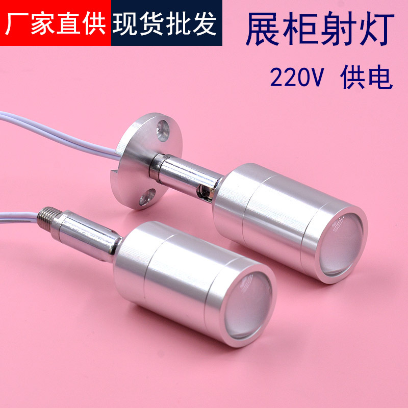 2WLED玻璃展示柜橱柜衣柜立柱射灯模型珠宝柜灯220V展会侧装灯3W