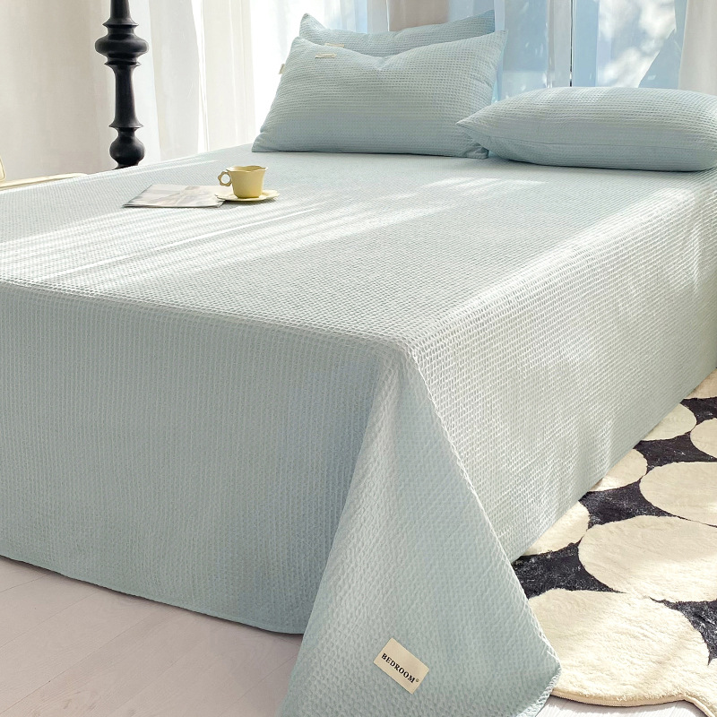 Una sábana de algodón waffle de clase 100 piezas individuales de algodón, sábana gruesa de tatami, juego de tres piezas, universal de cuatro estaciones