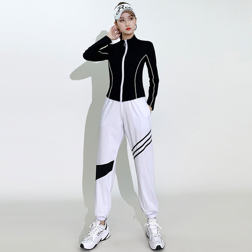 Square Dance Wear New Spring Fitted Jacket with Hemmed Pants, Sports Fitness Wear Dance Group Exercise Dance Wear Set for Women