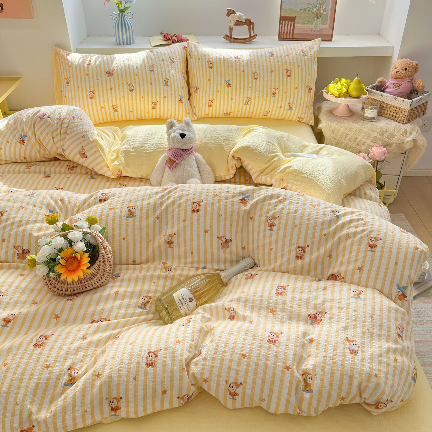 Magic elf [class a maternal and infant grade puff yarn] / 【flat sheet style】0.9 three-piece set - duvet cover 150x200 cm
