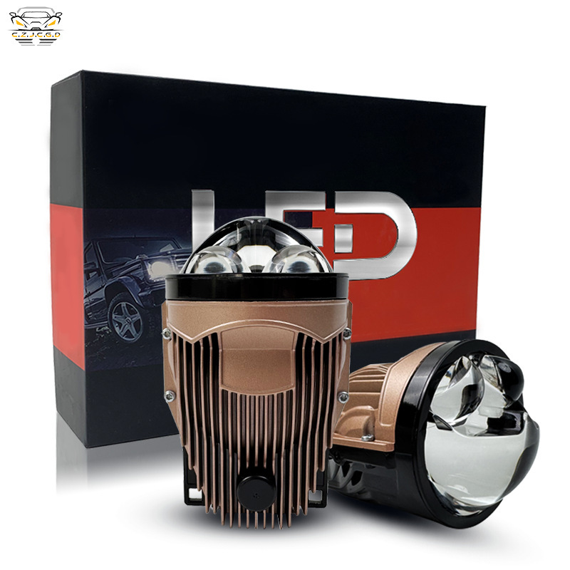 Nuevo automóvil LED de 3 pulgadas doble luz directa doble lente de lámpara de niebla láser de lejos y cerca doble lente delantera del automóvil modificada