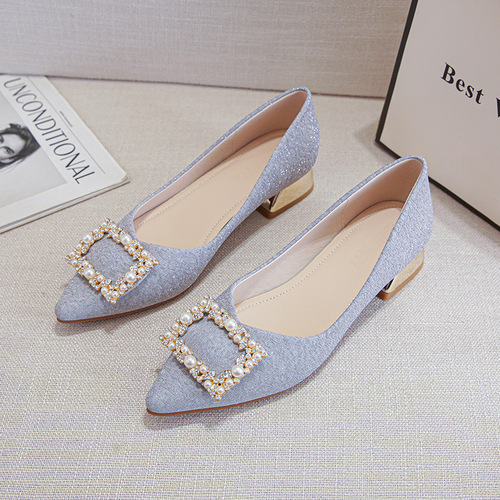 Ladies Low Heels 2024 Spring New Soft Leather Professional Thick Heel Single Shoes Wide Foot Large Size Women's Shoes 40-43