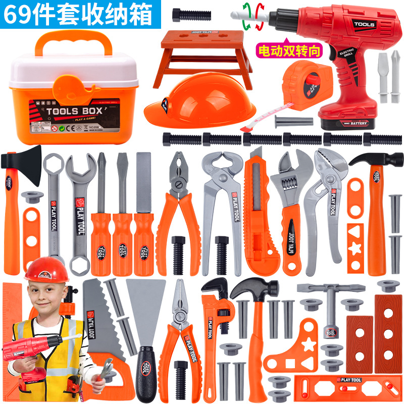 Caja de herramientas de los niños traje desmontaje simulación reparación herramienta taladro eléctrico destornillador reparación bebé juego casa juguete hombres