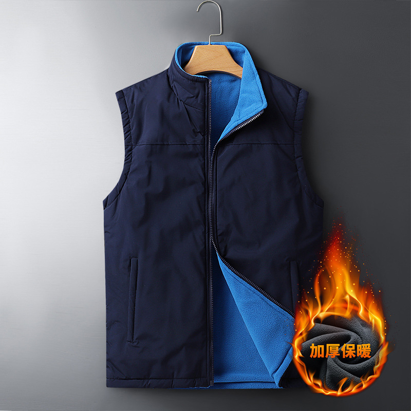 Chaleco de otoño e invierno de doble cara chaleco de lana caliente al aire libre de los hombres Chaleco de lana polar chaleco forrado de lana chaqueta sin mangas