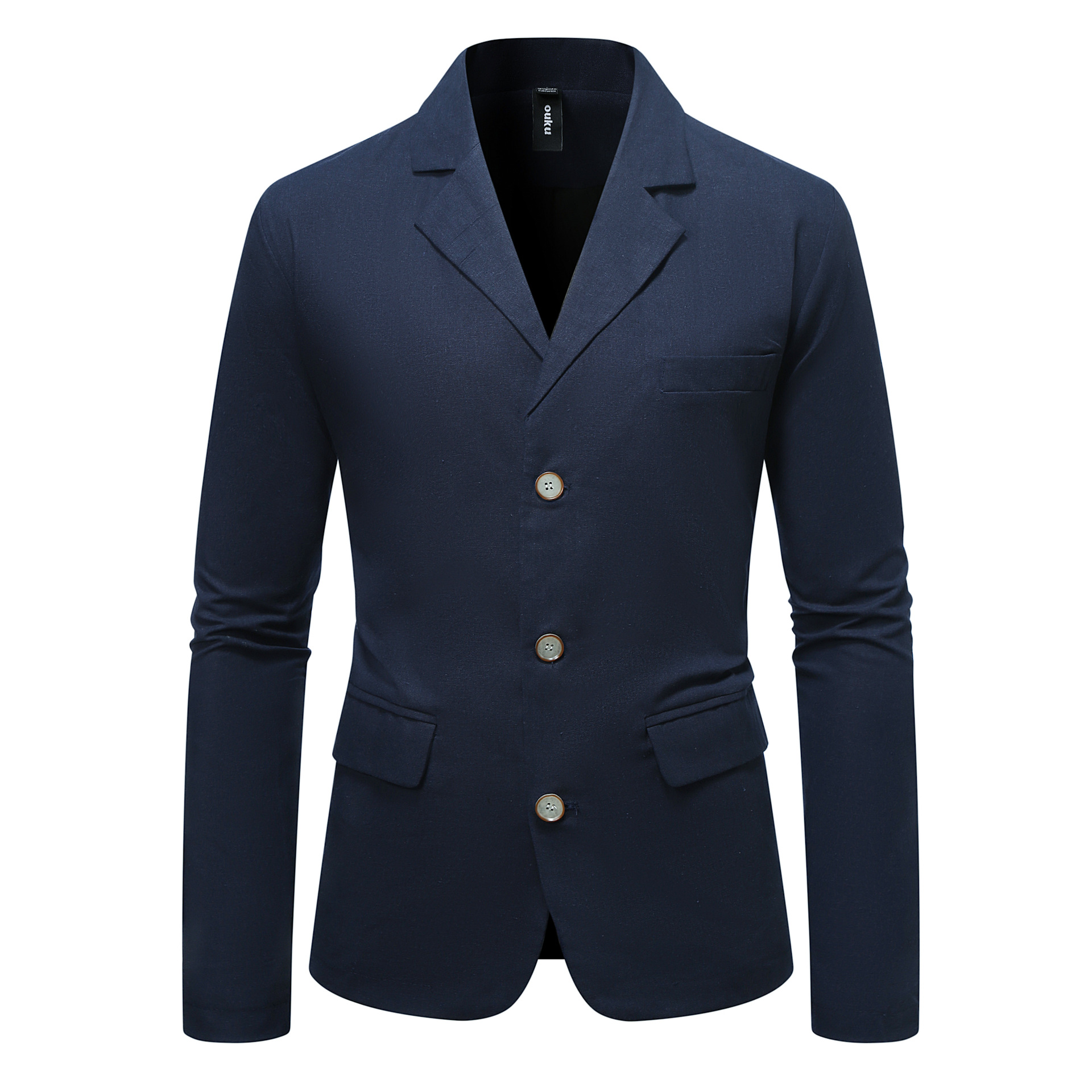 外贸新款欧美男士休闲小西装 青少年时尚棉麻纯色单排三粒扣西服