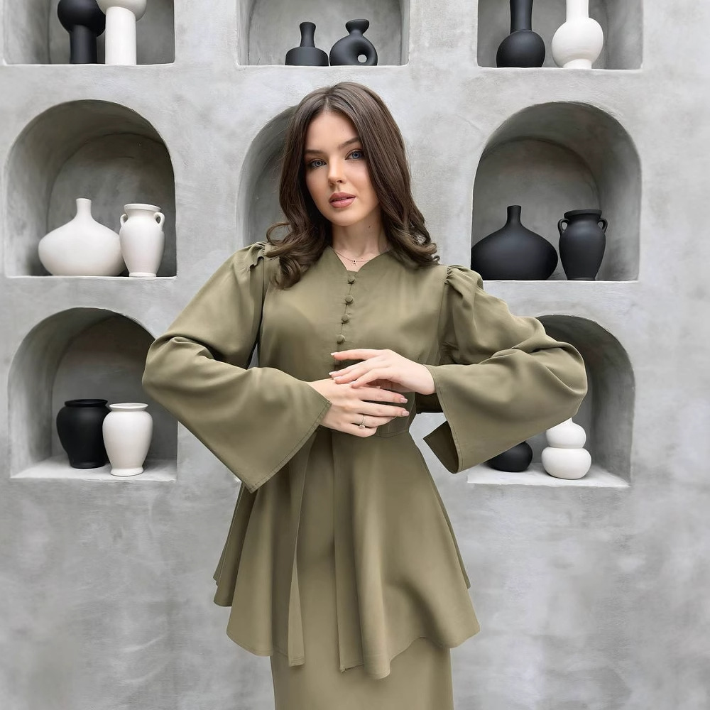 K Women's New Elegant Temperament Cardigan Top Solid Color Socialite Dress Two-piece Set_ecoleips.com