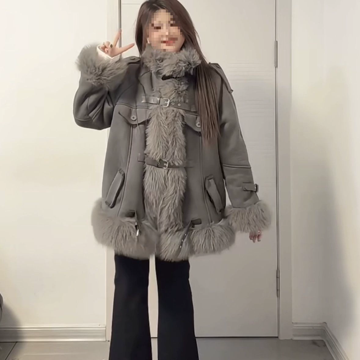 Новая винтажная хлопчатобумажная одежда для сращивания ягненка зимой утолщена замшевая куртка свободного хлопка.