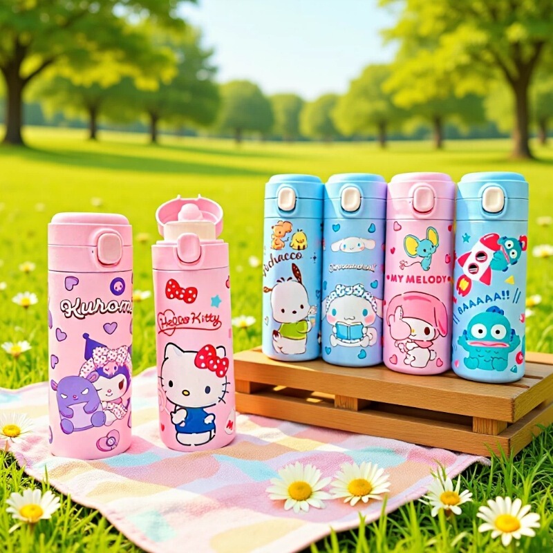 304 Stainless Steel Water Cup, Sanrio Cartoon Cute Thermos Cup, Portable Pocket Pop-Up Cup for Male and Female Students 304 Stainless Steel Water Cup, Sanrio Cartoon Cute Thermos Cup, Portable Pocket Pop-Up Cup for Male and Female Students