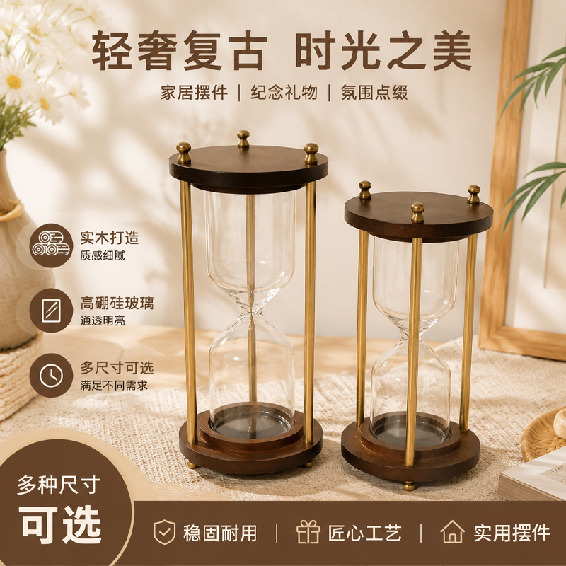 Carefully selected vintage self-assembled sandwood three-pillar hourglass, home entryway desk decorative piece, atmosphere-enhancing craft gift ornament Carefully selected vintage self-assembled sandwood three-pillar hourglass, home entryway desk decorative piece, atmosphere-enhancing craft gift ornament
