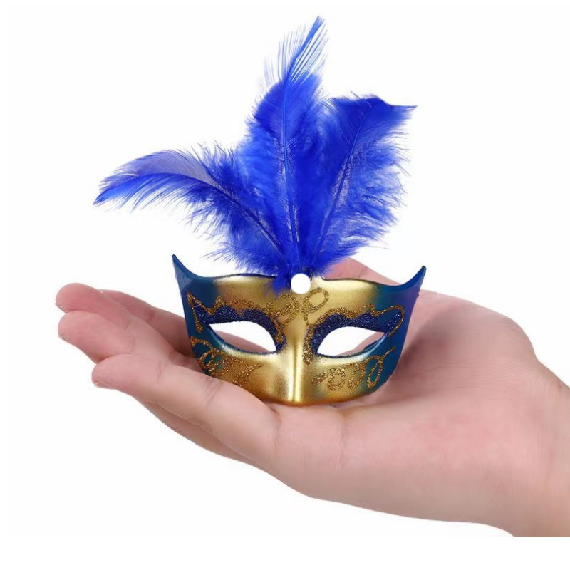 Máscara de plumas de princesa miniatura para disfraces, decoración de muñecas, juguete infantil, máscara pequeña, venta al por mayor
