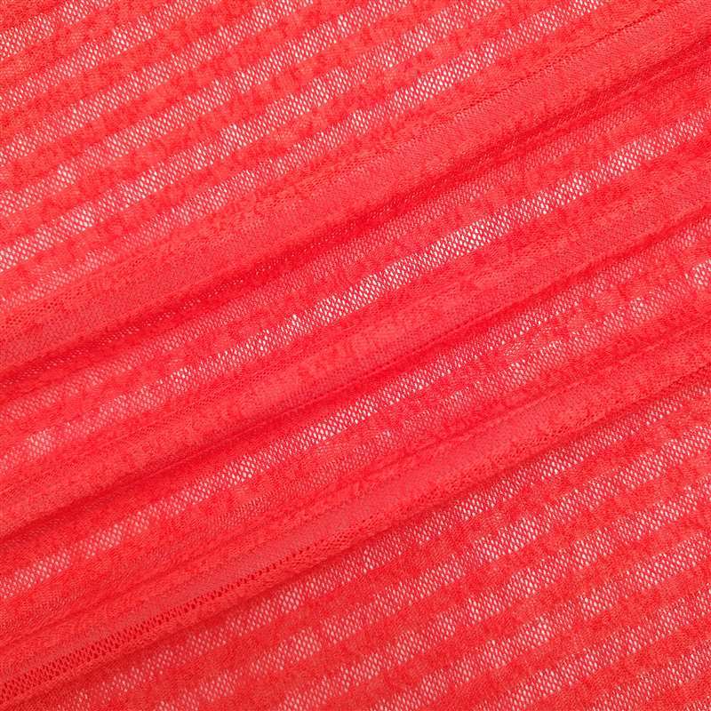 经编麻纱横条网眼布 微弹立体布料 涤氨针织面料服装辅料180gsm
