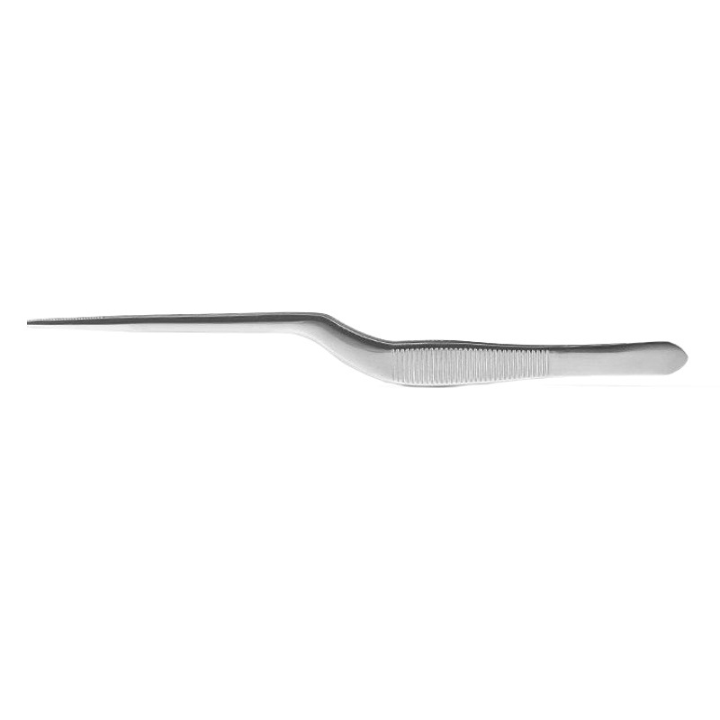 Stainless Steel Gun Type Ear Picking Tweezers Cotton Ball Tweezers Ear Nose Throat Tip Clip Ear Picking Tool Curved 14cm Toothed Tweezers