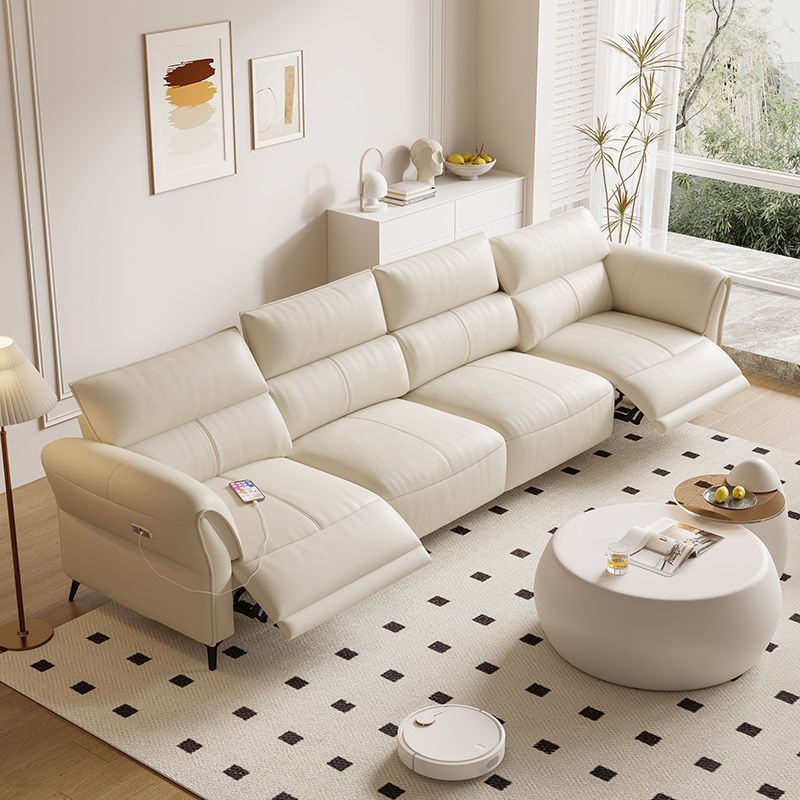 Intelligent electric leather sofa straight row three or four people position Italian modern simple living room size apartment furniture combination 