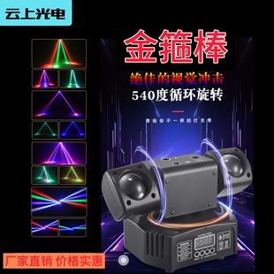 Cross-border new gold-banded bar effect lamp remote control LED pattern rotating beam stage lamp disco atmosphere