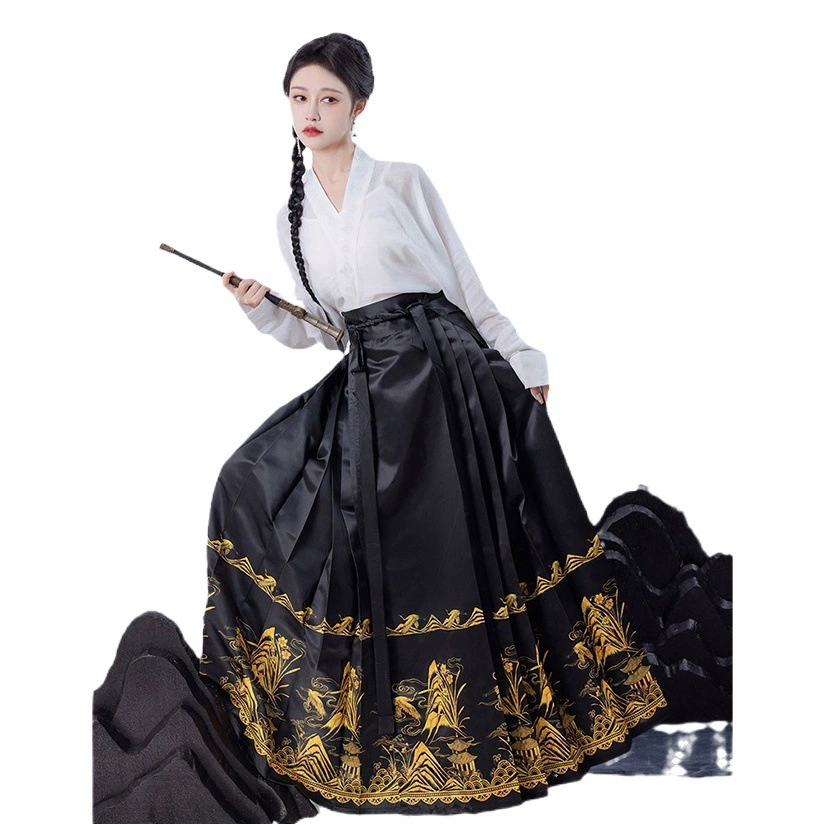 Осень 2023 Новая юбка с конским лицом производства Мин Новая юбка с конским лицом в китайском стиле Новая юбка с конским лицом в национальном стиле Фабрика старинных платьев в наличии