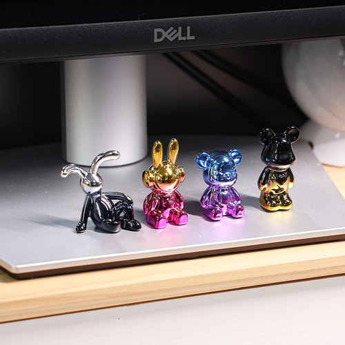 V Cross-border colorful doll ornaments Art ornaments car desktop display Internet celebrity bear cartoon violent bear spoon