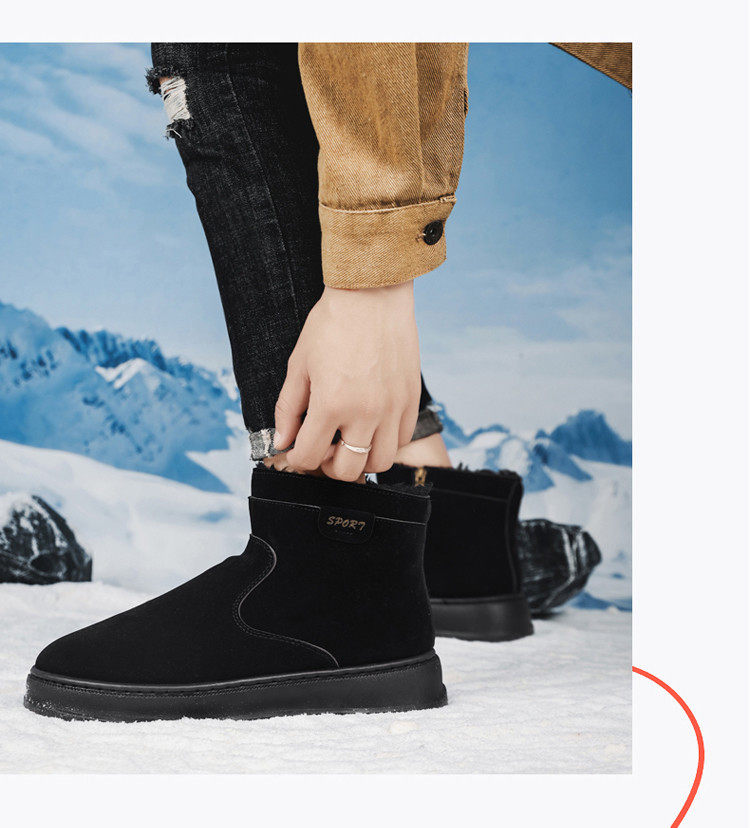 Giày bốt cổ cao đế dày chống trượt không thấm nước lót lông giữ ấm — màu kaki, đen chi tiết 15