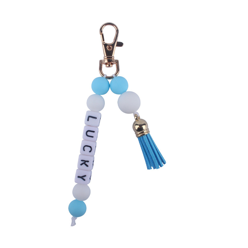 Nuevo creativo borla colgante DIY nombre llavero colgante de cuentas de silicona colgante bolsa colgante AliExpress