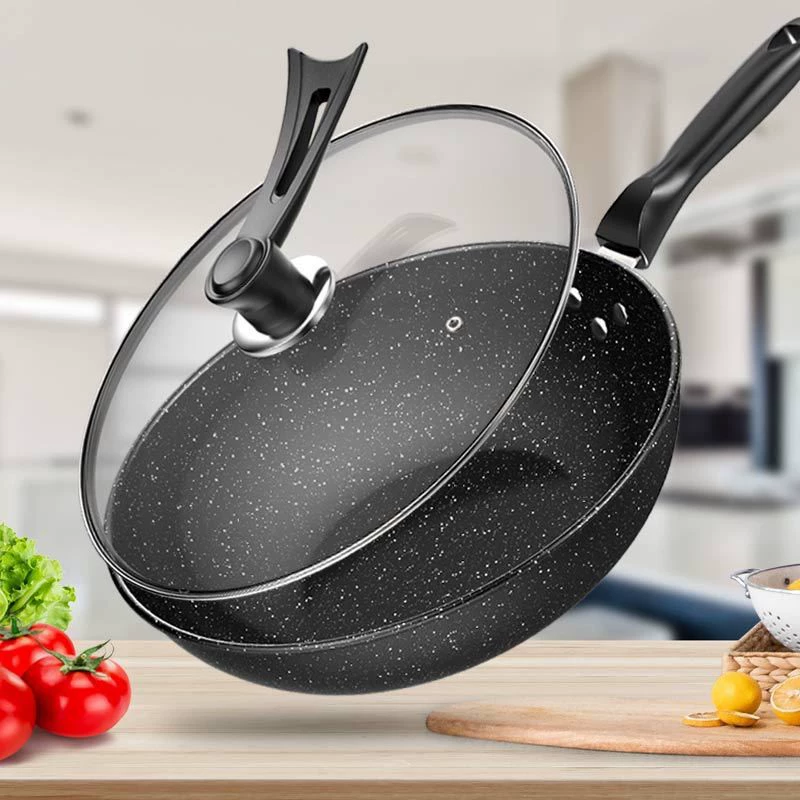 Прямые продажи с завода: вок для жарки пшенично-рисовых блюд из камня, антипригарный сотейник для жарки, с плоским дном, универсальный для индукционной плиты и газовой плиты