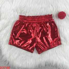 欧美精品店童装外贸批发女孩红色新款夏季皮短裤