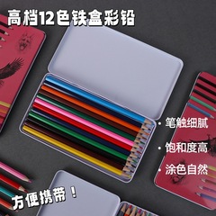 鉄箱入り12色色鉛筆 小学生向け 絵画用 工場卸売 12色鉛筆 美術用品 クリエイティブ色鉛筆