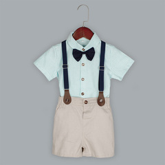 Children's Dress Set for Boys - Korean Style Short-Sleeve Belled Pants Two-Piece Summer Outfit New Baby Striped Shirt Set Dropshipping