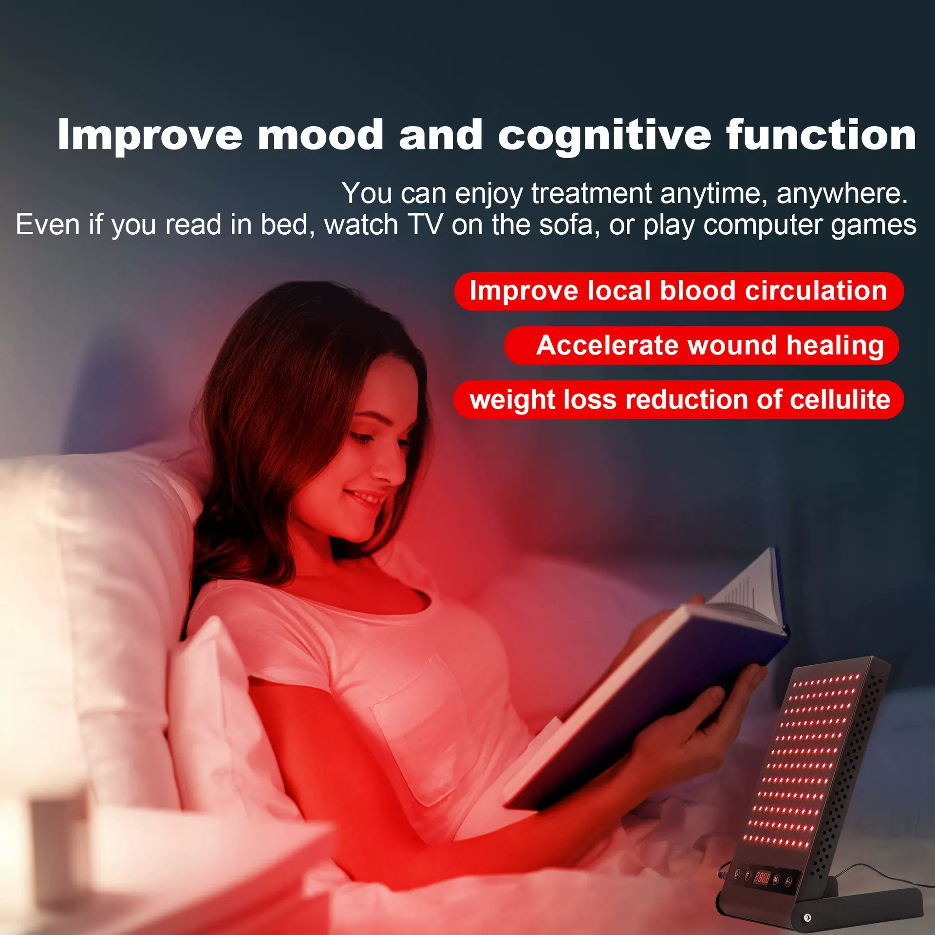 跨境电商热销供货工厂132LED面板灯25w红外线理疗灯桌面式美容灯