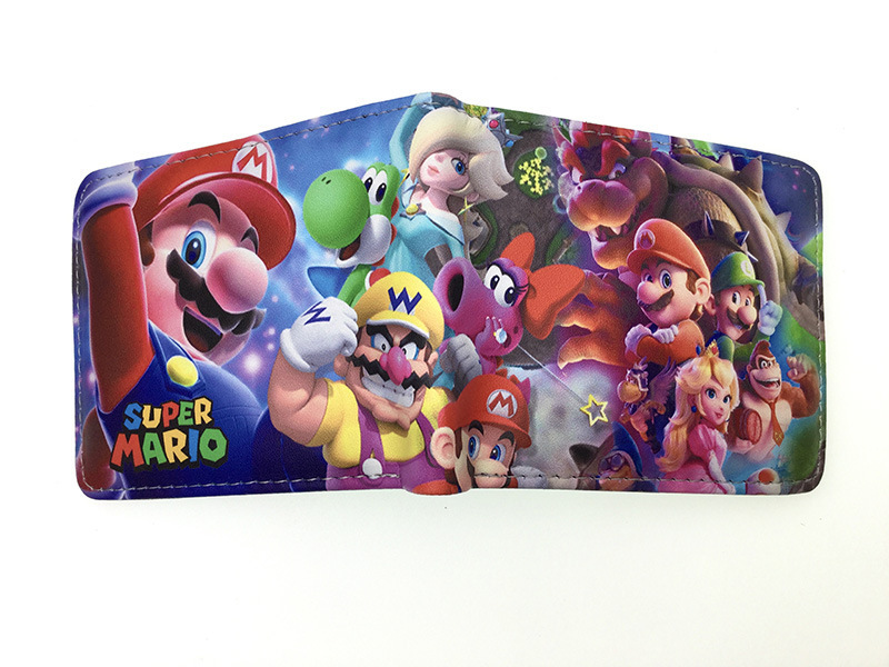 Nuevo Super Mary cartera corta Super Mario estudiante unisex pu cuero Snap cartera