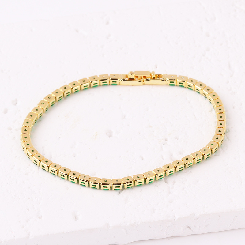 Cross-border Hot Selling European And American Popular Personalized Color Zircon Bracelet Fashion Wild Hip Hop Tennis Chain Wholesale display picture 2