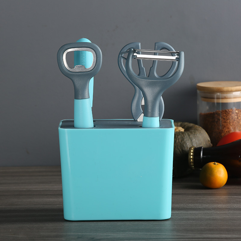 Herramientas de cocina transfronterizas PP conjunto de cinco piezas con asiento de almacenamiento abrebotellas cortador de melón planador de alimentos suplementarios cortadores de frutas