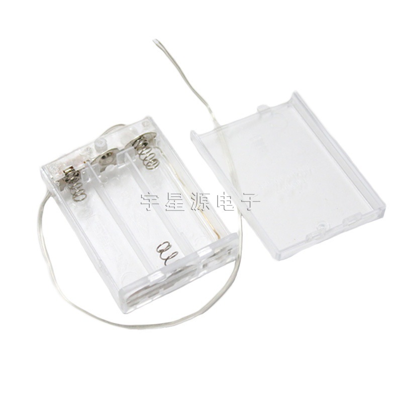 透明带开关带盖电池盒3节5号三节五号 4.5v带线电池盒