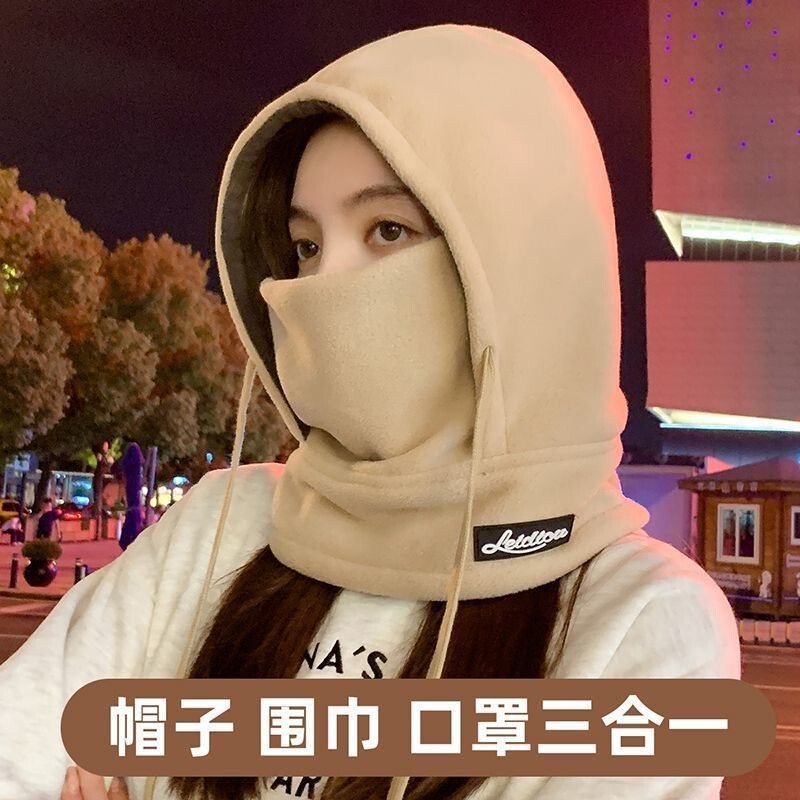情侣百搭款秋冬季卫衣帽骑车加厚面罩护耳头套颗粒绒护脖雷锋帽子|undefined