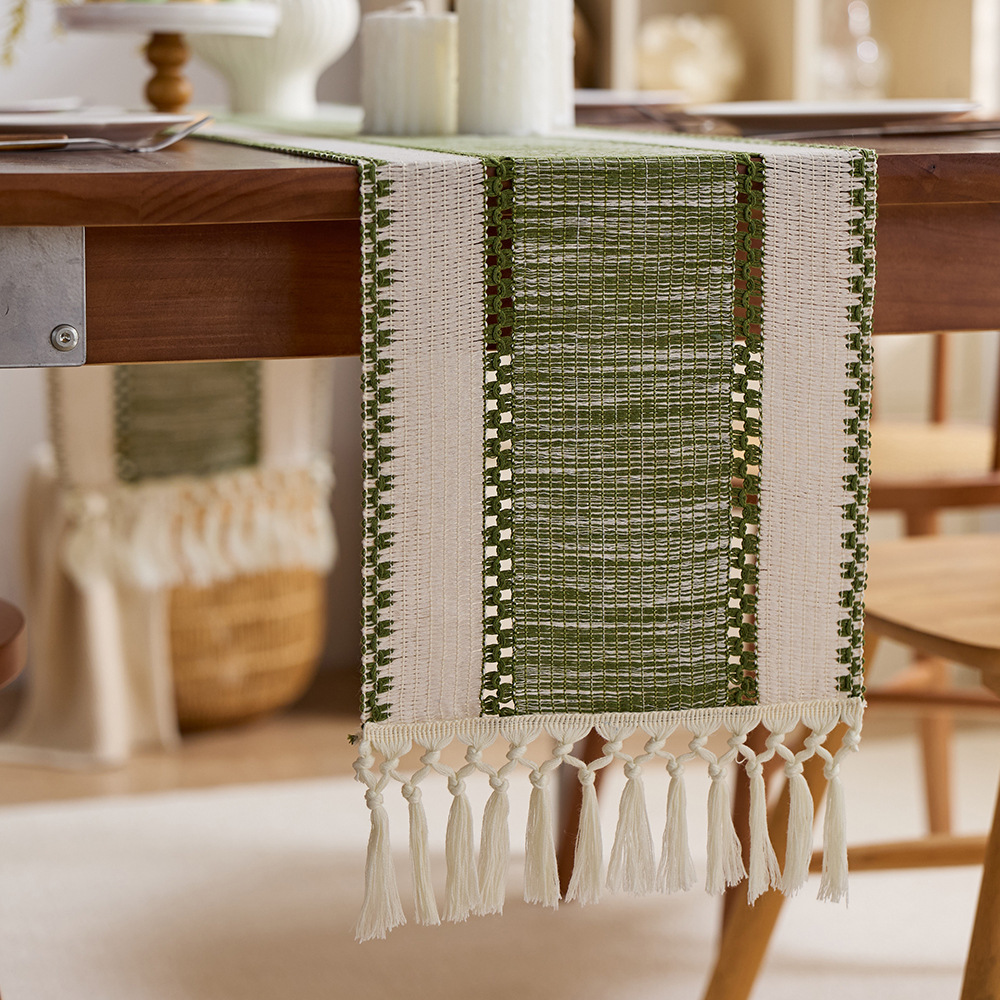 Tabla de lepra de algodón Bandera de soda Nudo pequeño fresco Salvia verde Fiesta decoración de mesa de té almohadilla de mesa