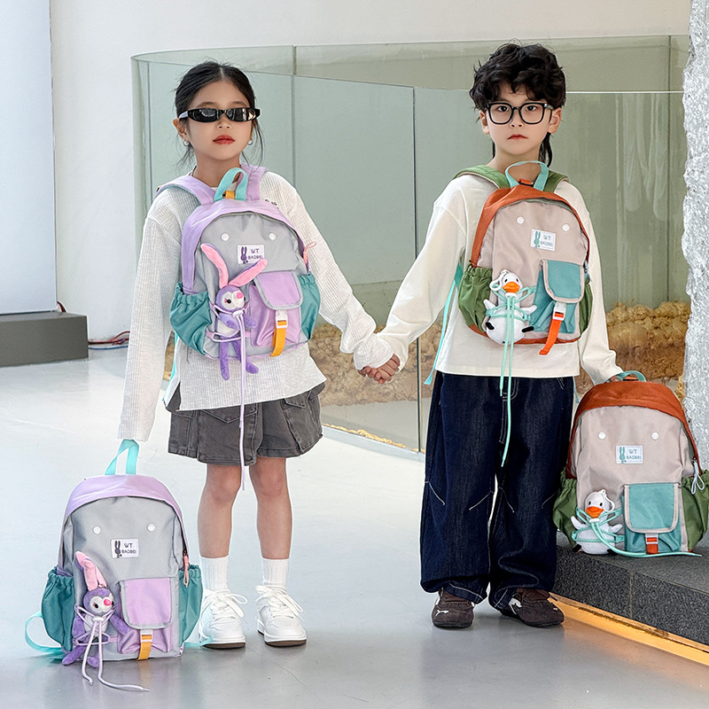 2026 nuevo estilo coreano bolsas escolares para estudiantes de jardín de infantes lindas muñecas de peluche mochilas para niños y niñas