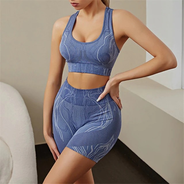Îmbrăcăminte de damă cu imprimeu sport îngroșat, yoga, fitness, colanți fără sudură, costum_voghion.com