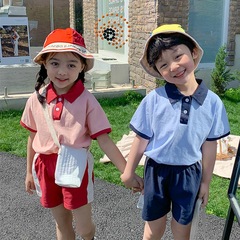 夏季男女童套裝寶寶洋氣兒童個性潮韓版學院POLO衫短褲兄妹兩件套