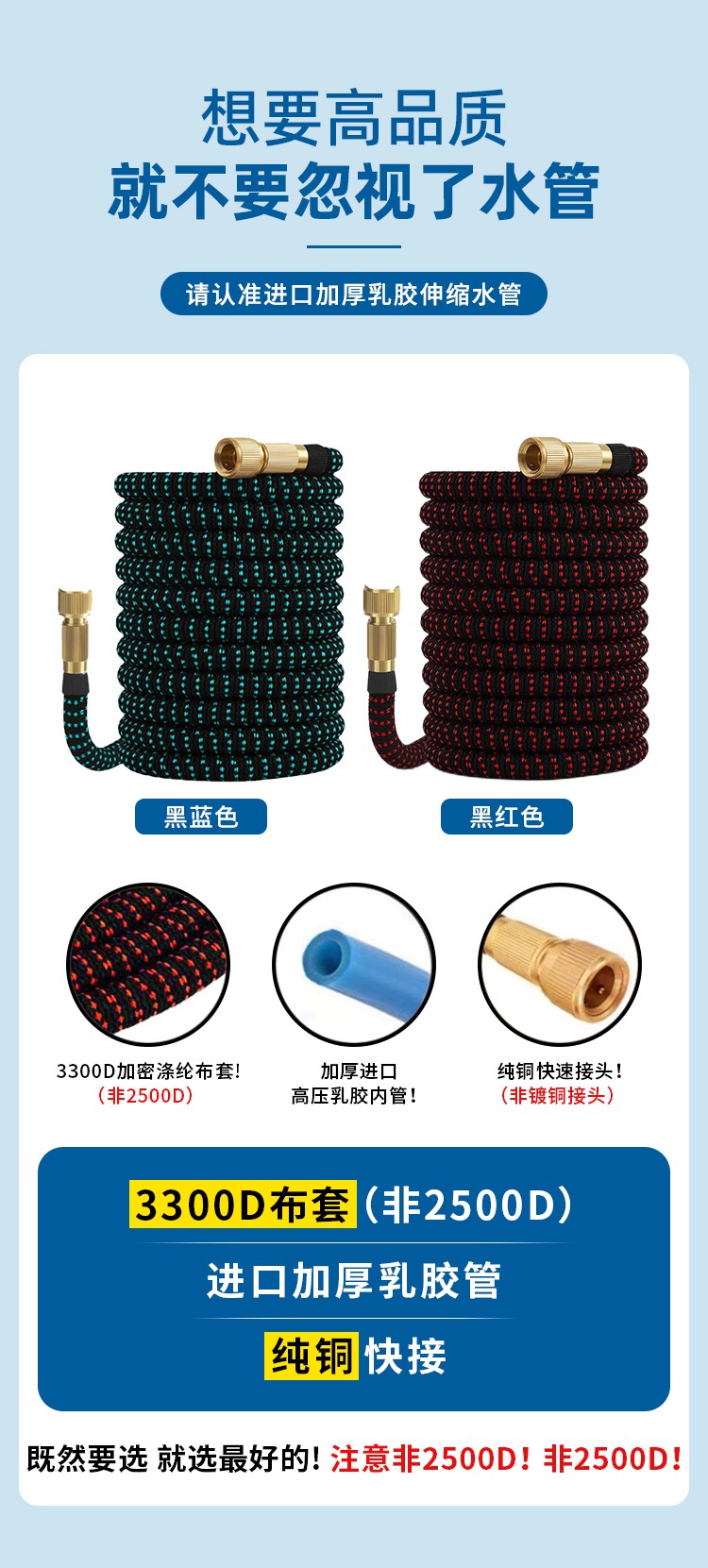Household high-pressure car wash water gun with thickened latex telescopic hose, flower watering hose, faucet connection, explosion-proof and frost-resistant set